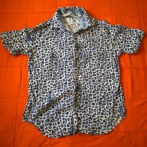 ROBERT GRAHAM Shirt Mens Medium Blue Short Sleeve Print Casual